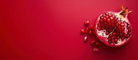 Wall Mural - Pomegranate on Red Background