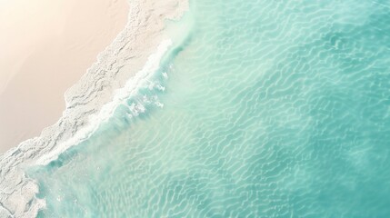 Canvas Print - Aerial View of Turquoise Ocean Waves Crashing on a Sandy Beach