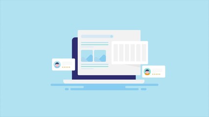 Business intelligence software program display website keyword ranking, search engine traffic graph and user behaviour analytics on dashboard screen, video animation.