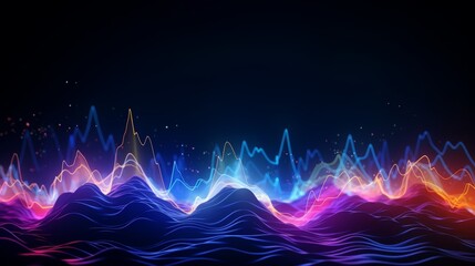 Wall Mural - Vibrant Abstract Sound Wave Visualization on Dark Background