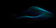 © korkeng - Flowing dots particles wave pattern 3D curve halftone blue green gradient curve shape isolated on black background. Vector in concept of technology, science, music, modern.