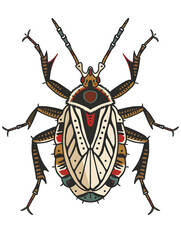 Wall Mural - Bed Bug traditional tattoo illustration