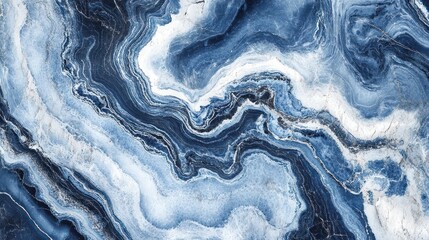 Wall Mural - Abstract Blue and White Swirling Marble Texture