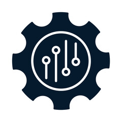 Wall Mural - gear, microcircuit. concept of implementation of software automation systems of processes. vector ic