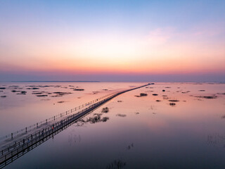 Sticker - Beautiful sunrise on water highway, Jiangxi