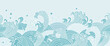© TWINS DESIGN STUDIO - Japanese blue wave background vector. Wallpaper design with blue and white seamless ocean wave pattern backdrop. Modern luxury oriental illustration for cover, banner, website, decor, border.