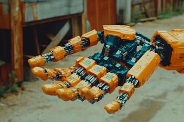 Poster - Robotic hands assembling capsules on an assembly line symbolizing the automation and precision in pharmaceutical manufacturing captured in a detailed industrial setting