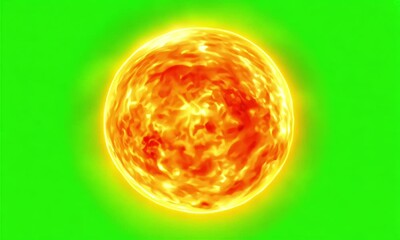 Wall Mural - Sun solar spinning animation on green screen background
