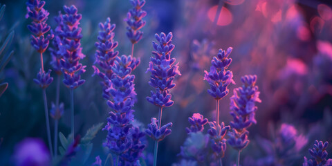 Sticker - Vibrant Blooming Lavender in Magical Evening Light