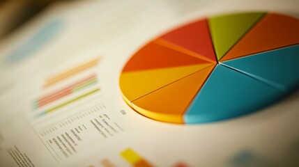 Leinwandbilder - A close-up of a business infographic featuring a pie chart, with each segment clearly labeled and color-coded for easy understanding.
