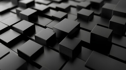 Canvas Print - Abstract geometric blocks on black background