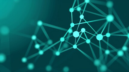 Abstract Network of Interconnected Nodes in Teal