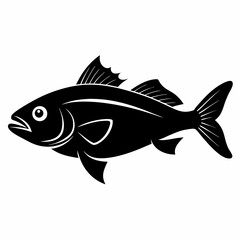 Wall Mural - Cod fish Black silhouette