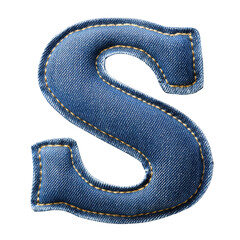 stylish denim letter 's' patch, perfect for clothing decoration or craft projects with a modern, tex
