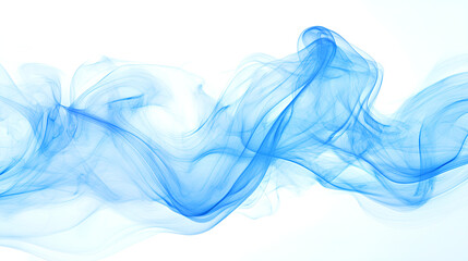 Wall Mural - Blue abstract smoke waves on a white background 