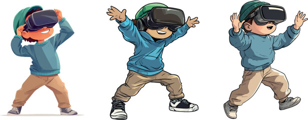 Wall Mural - Warm clothes and virtual reality glasses on a boy