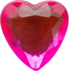 Wall Mural - pink heart shape crystal valentines day symbol sticker isolated on white background