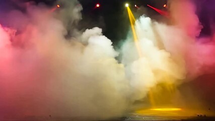 Poster - Stage lights illuminate the smoke at the studio.