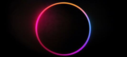 Black background circle glowing halo gradient colors round frame copy space