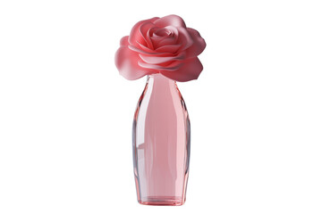 Wall Mural - Elegant pink rose in a clear glass vase, isolated on a transparent background. Perfect for floral, decor, and romantic-themed designs.