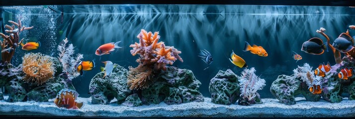 Wall Mural - Interior Aquarium Tank, modern home design, Big Fish Tank, Copy Space