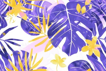 Wall Mural - Purple and Yellow Abstract Floral Illustration