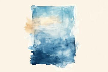 Watercolor painting of a blue sky with fluffy clouds, perfect for adding a touch of serenity to any design