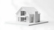 © suldev - Simple modern white house model, isolated on a white background