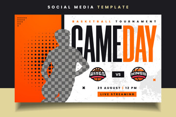 Wall Mural - Basketball Sports Logo and Banner Flyer Template for Sports Team or Tournament