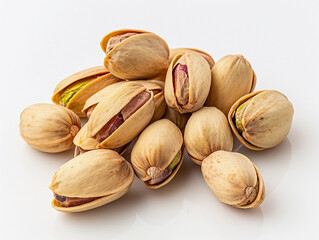 Sticker - A close-up of shelled pistachios piled on a reflective surface