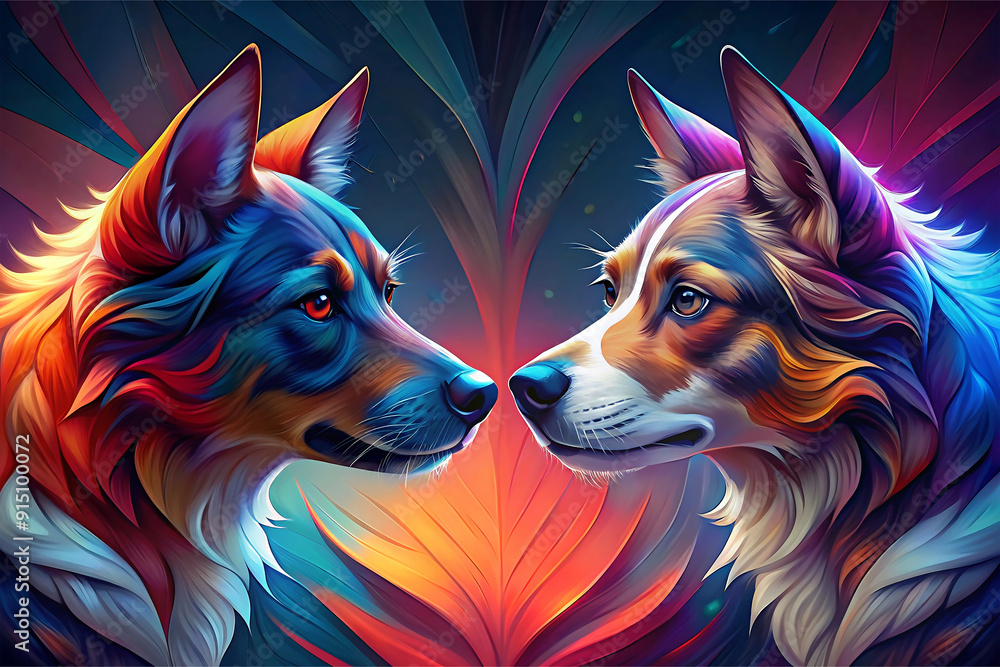 Two dogs staring at each other is truly remarkable, AI generated Stock ...