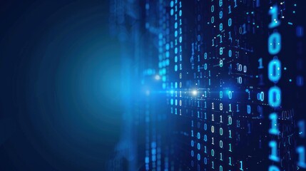 Abstract Blue Digital Binary Code Background