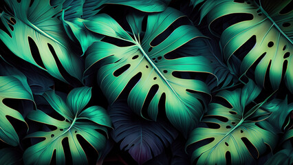 Wall Mural - Abstract fantasy tropical leaves background wallpaper design