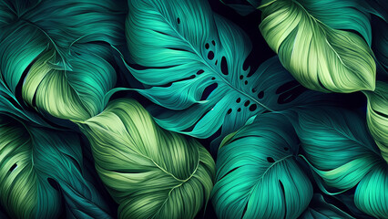 Wall Mural - Abstract fantasy tropical leaves background wallpaper design