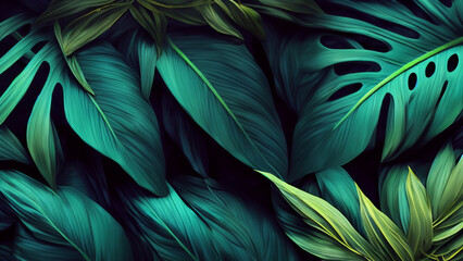 Wall Mural - Abstract fantasy tropical leaves background wallpaper design