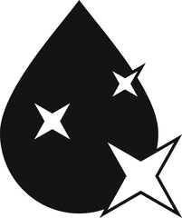 Poster - Simple black drop shape with three shining white stars is symbolizing clean water