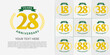 © CRIMSONRED - anniversary logotype set vector, yellow color and green ribbon for special day celebration