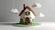 © MAR Studio - Fairyland House Cake in White Clouds Detailed CGI Clay Sculpture