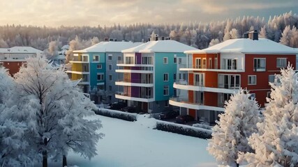 Wall Mural - Amazing Townhouses new Germany winter