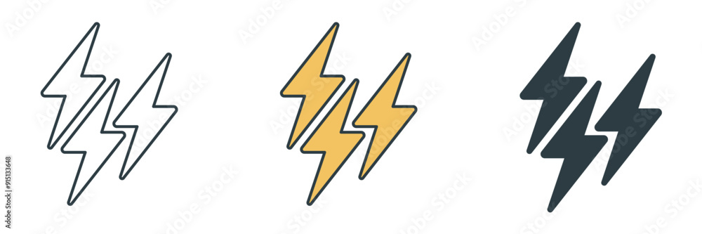 Lightning Bolt icon symbol vector illustration isolated on white ...