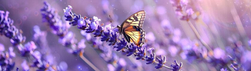 Butterfly on Lavender Flower Photo