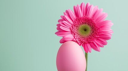 Wall Mural - A pink flower with a pink egg next to it