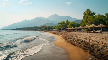 Poster - The sandy beach stretches along the coast