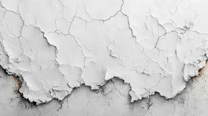 Aufkleber - The cracked white wall reveals layers of peeling paint and texture, creating an aged and distressed appearance