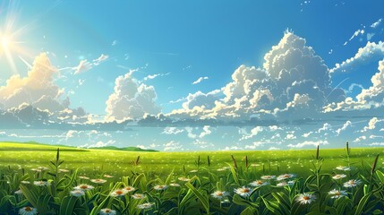 Wall Mural - A field of fluffy clouds floats across