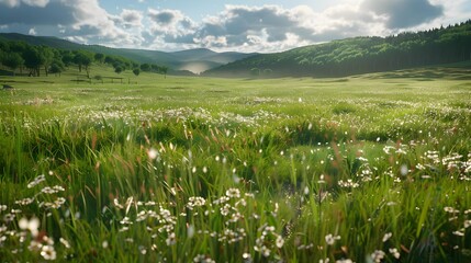 Canvas Print - The plain is spacious covered with green wild