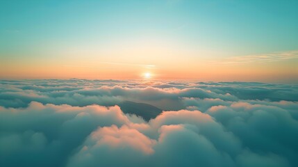 Wall Mural - Dawn gentle morning rays illuminate the clouds colorin