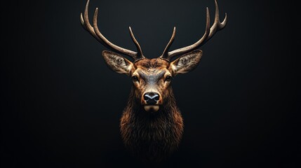 Wall Mural - A close up of a deer's head with its antlers showing