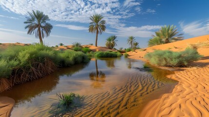 Canvas Print - A spring in the desert a small stream