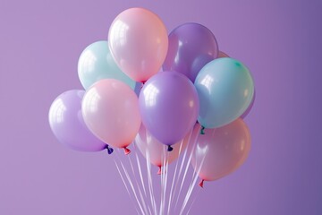 Wall Mural - Pastel Balloons in a Whimsical Lavender Background: A Celebration of Color and Joy